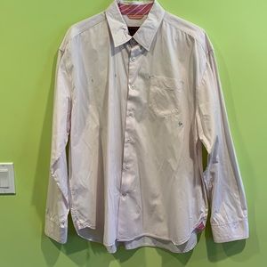 EQ PINK THIN STRIPE BUTTON DOWN LONG SLEEVE MENS SHIRT